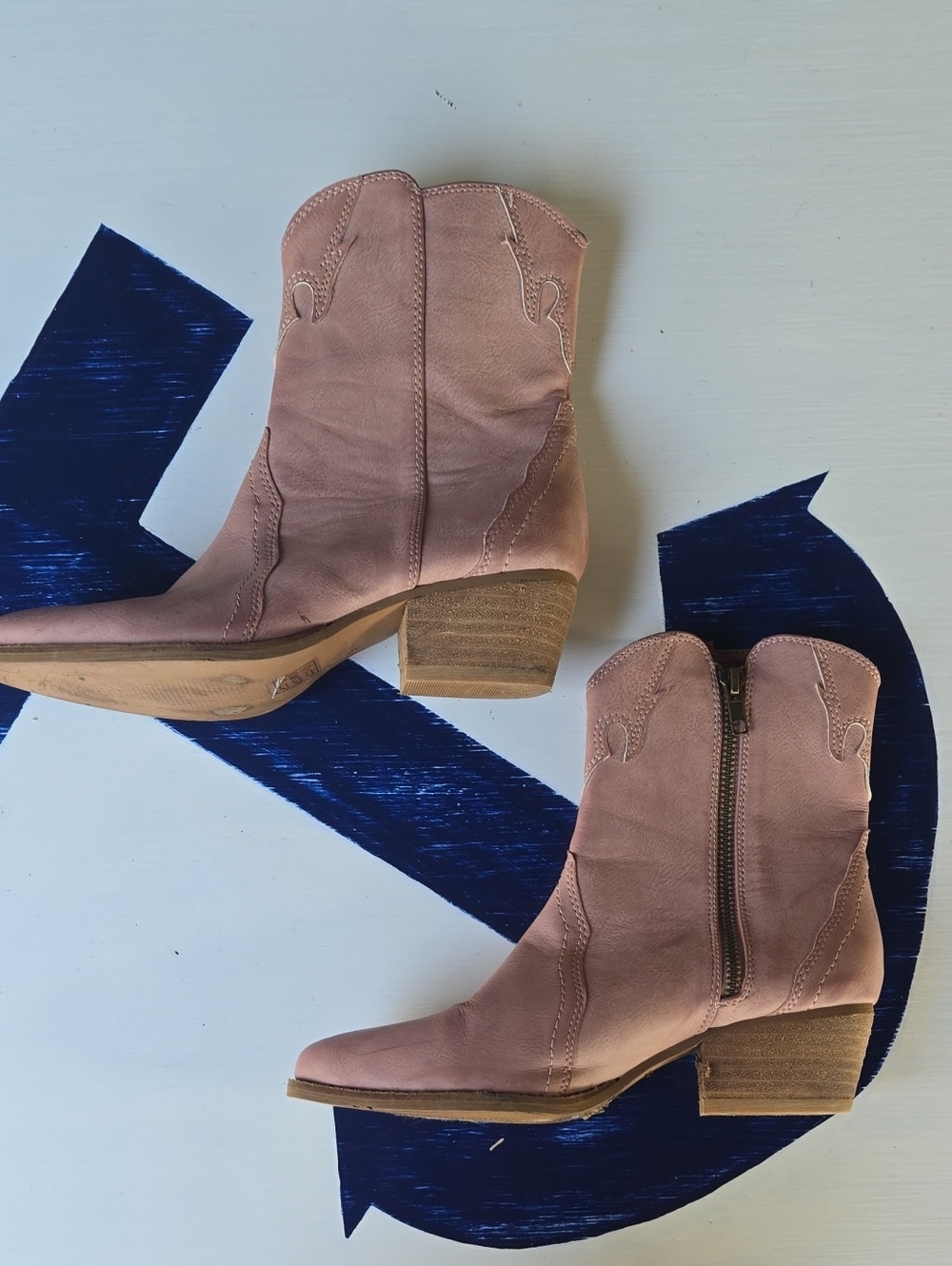 Ccocci "Ramsey" Pink Vegan Western Ankle Boot Size 7
